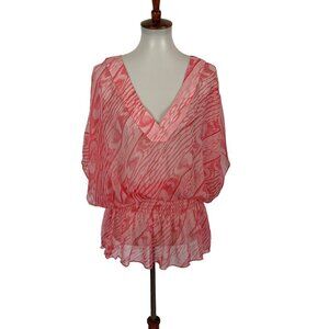Coco Contours Silk Sheer Top Small Pink Boho Beach Coverup Festival